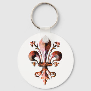Metallic Antique New Orleans Fleur de lis Key Ring