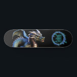*~* Metallic AP88 Elemental Fierce Teal Dragon Skateboard<br><div class="desc">(Search code AP88 to find similar items ) Easily Transfer to other Zazzle Products. Elemental Element DRAGON with RING of FIRE / FLAMES / FLAME and INITIAL MONOGRAM for your name - Keep or edit or delete the text. This Fierce Popular trending skateboard Chinese style custom pro Element Dragon design...</div>
