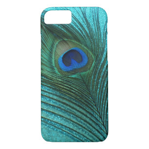 Metallic Aqua Blue Peacock Feather iPhone 8/7 Case