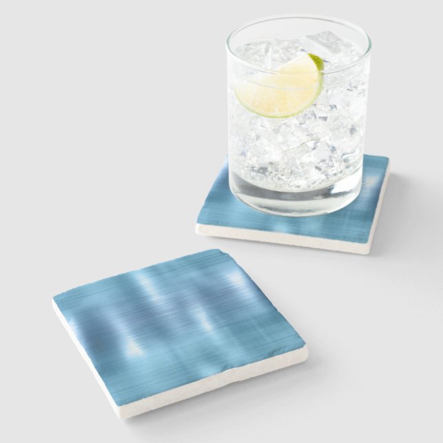 Metallic Aqua Blue  Stone Coaster (Side)