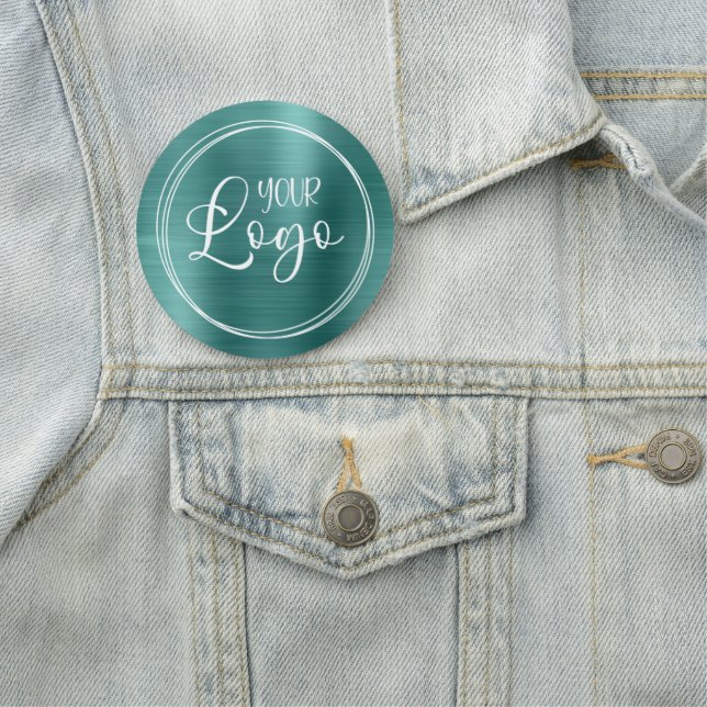 Metallic Aqua Teal Circular Logo Name Tag (In Situ)