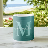 Metallic Aqua Teal Signature Monogram