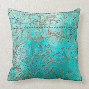 Metallic Aquatic Ocean Water Beach Brown Unicorn Cushion