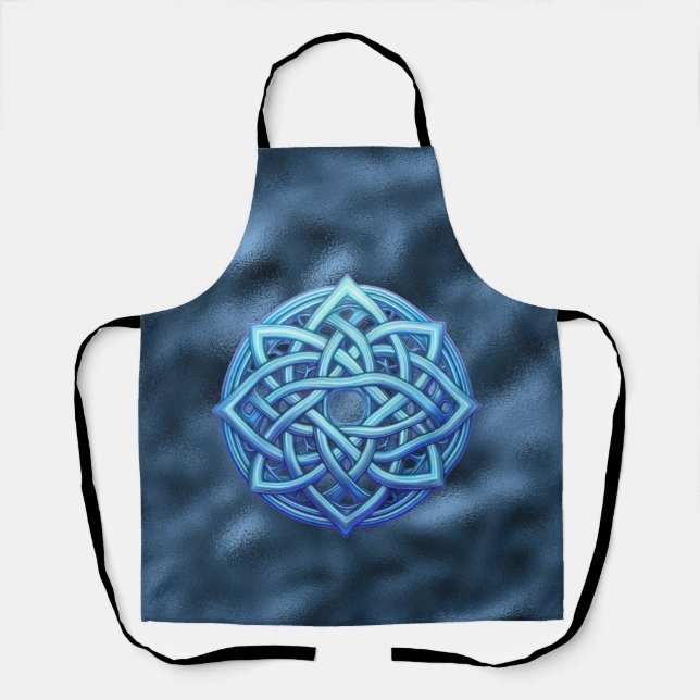 Metallic Arctic Blue Celtic Knot Dark Clouds  Apron (Front)