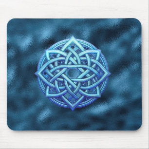Metallic Arctic Blue Celtic Knot Dark Clouds Mouse Mat