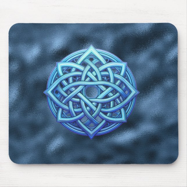 Metallic Arctic Blue Celtic Knot Dark Clouds  Mouse Mat (Front)