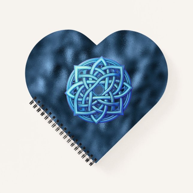 Metallic Arctic Blue Celtic Knot Dark Clouds  Notebook (Front)