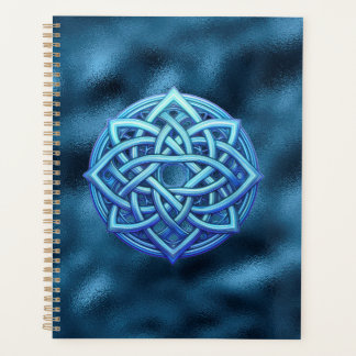 Metallic Arctic Blue Celtic Knot Dark Clouds Planner