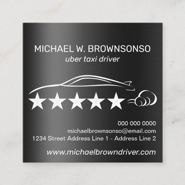 Metallic Automobile Service Car driver Square Business Card (Front)