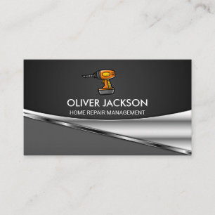 Metallic Background   Drill Hardware Tool Business Card