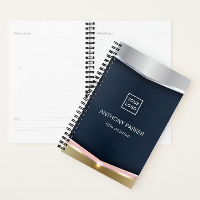 Metallic Background With Pink Stripe Planner (Display)