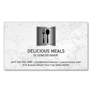 Metallic Banner   Elegant Marble Magnetic Business Card