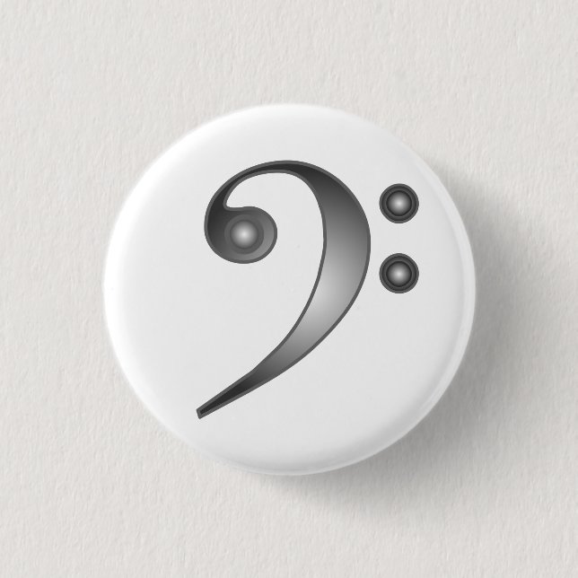 Metallic Bass Clef 3 Cm Round Badge (Front)