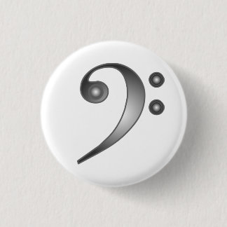 Metallic Bass Clef 3 Cm Round Badge