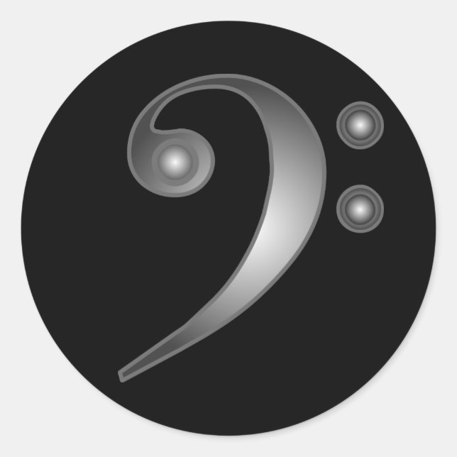 Metallic Bass Clef Classic Round Sticker (Front)
