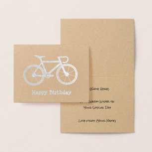 Metallic Bicycle - Silver or Gold Cycling Theme Foil Card