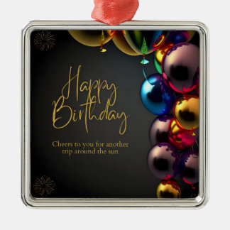 Metallic Birthday Cheers Metal Tree Decoration