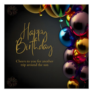 Metallic Birthday Cheers Poster