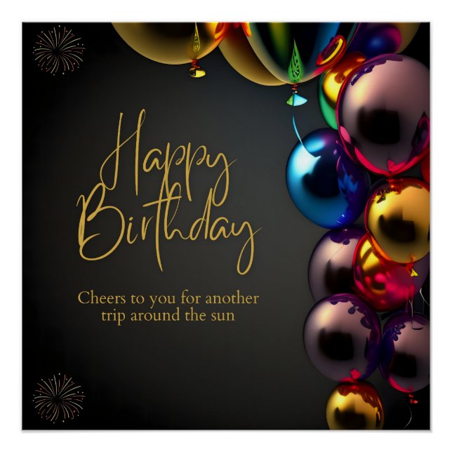 Metallic Birthday Cheers Poster (Front)
