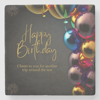 Metallic Birthday Cheers Stone Coaster