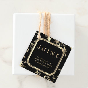 Metallic Black and Gold Marble Favour Tags