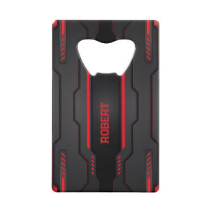 Metallic black and red geometric design