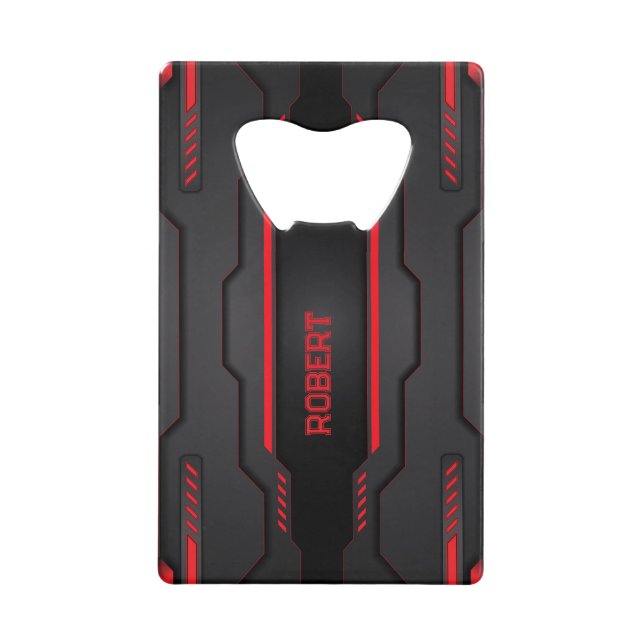 Metallic black and red geometric design (Front)