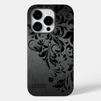 Metallic Black Brushed Aluminium & Black Lace