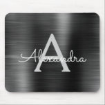Metallic Black Business Foil Monogram Name Mouse Mat<br><div class="desc">Black Faux Brushed Metal Metallic Stainless Steel Monogram Name Monogram Mousepad. This monogrammed Mousepad can be customised to include your first name and initial and is perfect for school or the office and makes a great Christmas or Birthday Gift.</div>