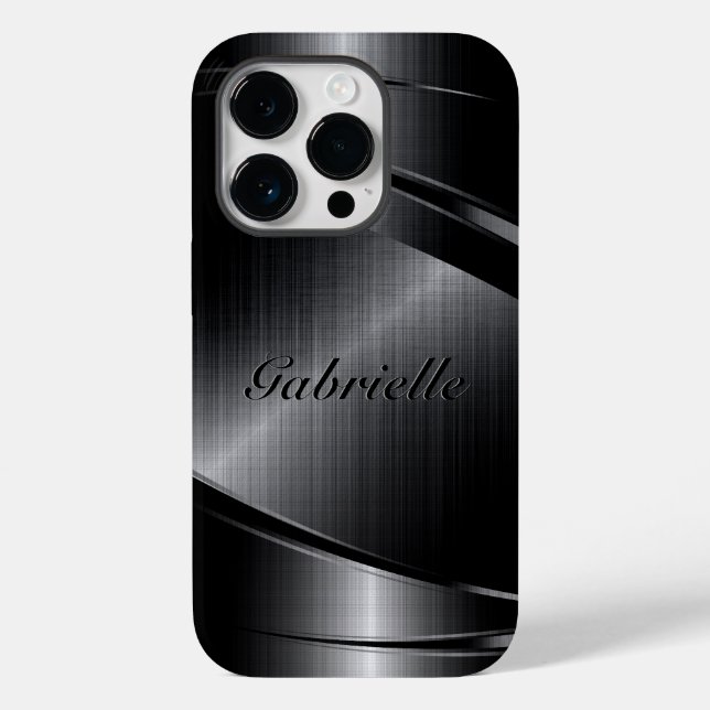 Metallic Black Design Brushed Aluminium Look Case- Case-Mate iPhone Case (Back)