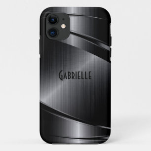 Metallic Black Design Brushed Aluminium Look iPhone 11 Case