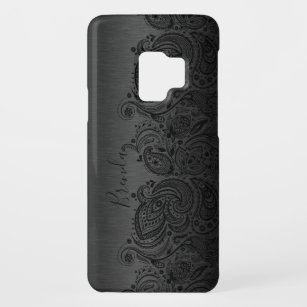 Metallic Black & Elegant Black Paisley Lace Case-Mate Samsung Galaxy S9 Case