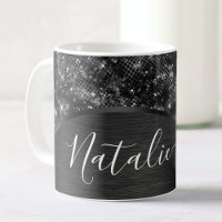Metallic Black Glitter Personalised
