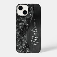 Metallic Black Glitter Personalised