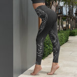 Metallic Black Glitter Personalised Leggings<br><div class="desc">Easily personalise this black brushed metal and glamourous faux glitter patterned leggings with your own custom name.</div>