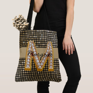 Metallic Black Glitter Personalised modern chic Tote Bag