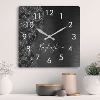 Metallic Black Glitter Personalized