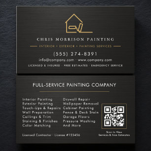 Metallic Black Gold Painter Painting QR Code Business Card
