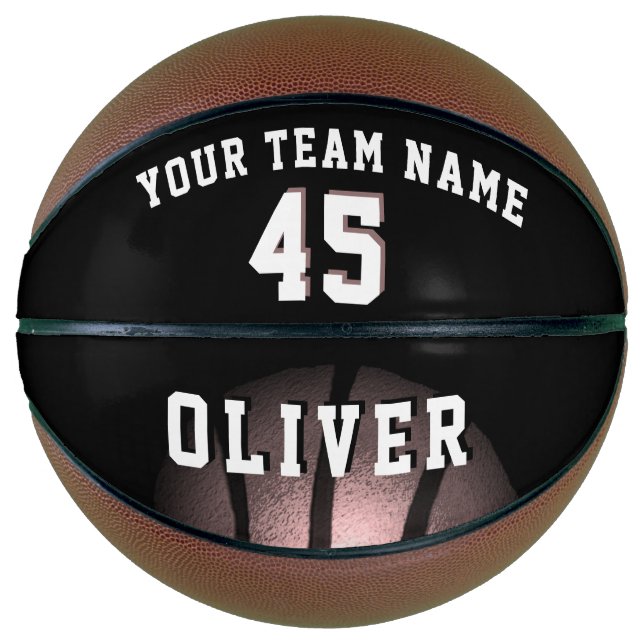 Metallic Black Player Team Name Number Basketball (Front)