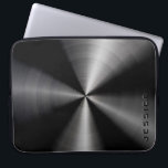 Metallic Black Slick Shiny Stainless Steel Look Laptop Sleeve<br><div class="desc">Black shiny simple elegant metallic design print,  stainless steel look,  laptop sleeve. Custom and optional monogram.</div>