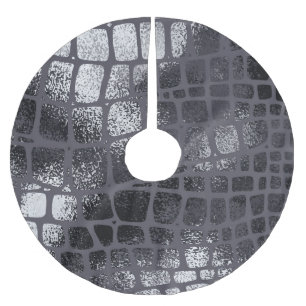 Metallic Black Snake Skin: Elegant Texture Brushed Polyester Tree Skirt