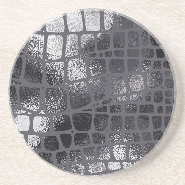 Metallic Black Snake Skin: Elegant Texture Coaster (Front)