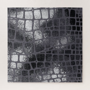Metallic Black Snake Skin: Elegant Texture Jigsaw Puzzle
