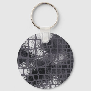 Metallic Black Snake Skin: Elegant Texture Key Ring