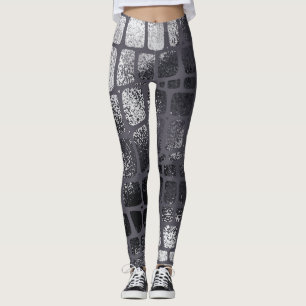Metallic Black Snake Skin: Elegant Texture Leggings