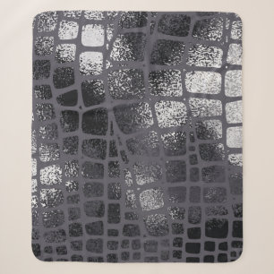 Metallic Black Snake Skin: Elegant Texture Sherpa Blanket