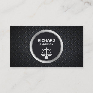 Metallic Black Steel Justice Scale Lawyer Attorney Business Card