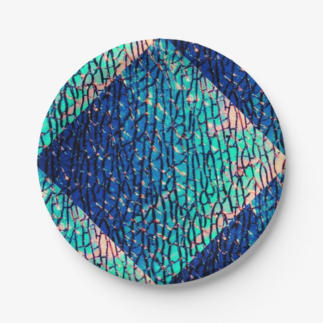Metallic Blue and Green Party Supplies Paper Plate (Front)