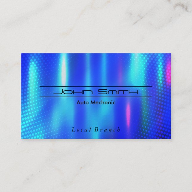 Metallic Blue Brushed Industrial Business Card (Front)