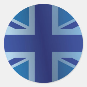 Metallic Blue Classic Union Jack British(UK) Flag Classic Round Sticker